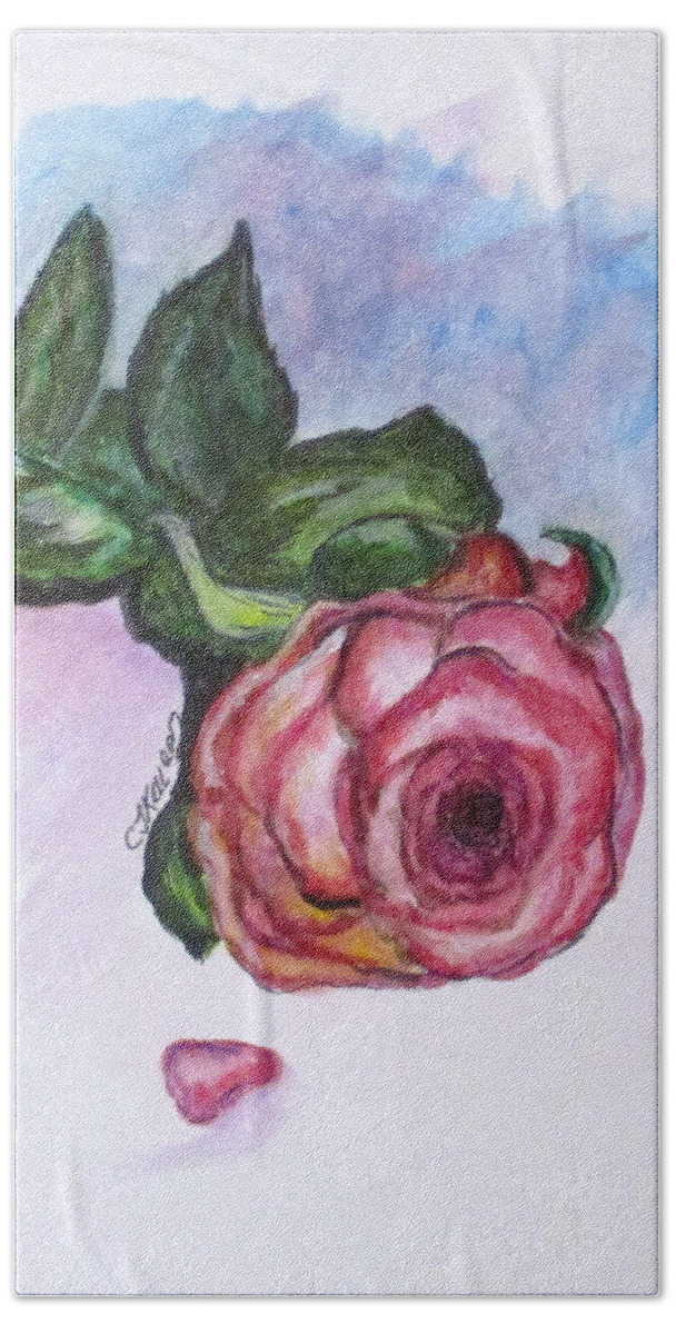 Roses Hand Towel featuring the painting The Rose by Clyde J Kell