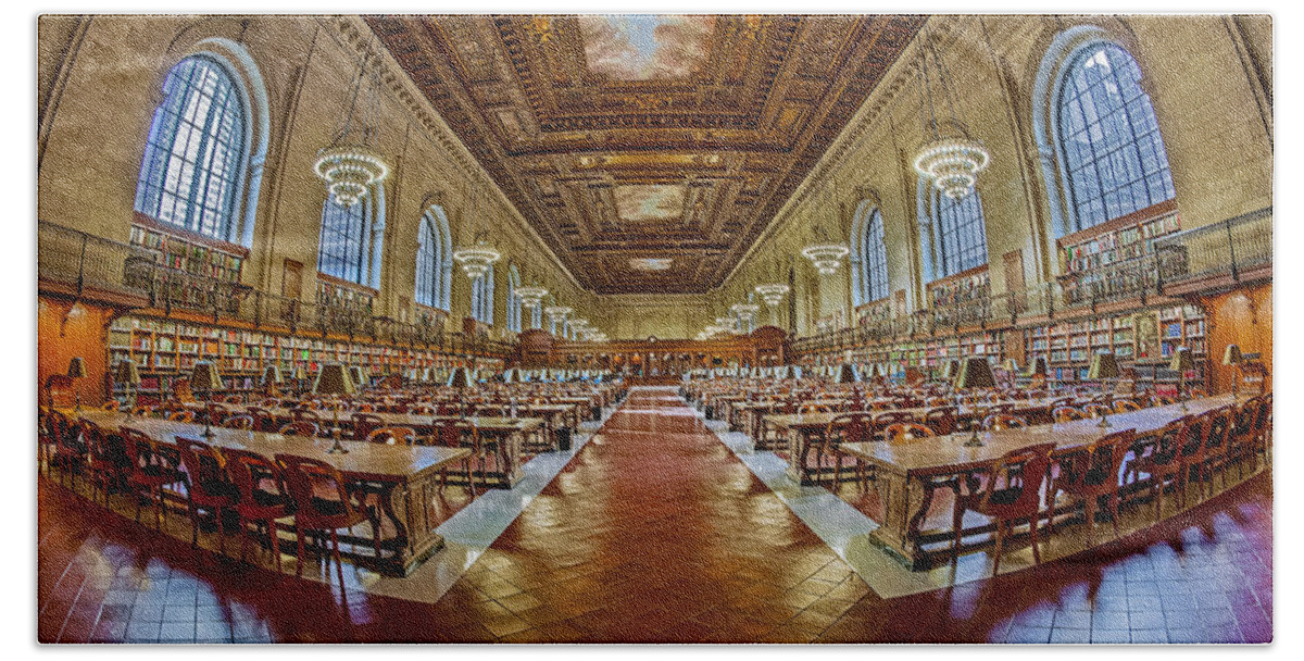 New York Public Library Bath Towel featuring the photograph The Rose Main Reading Room NYPL by Susan Candelario
