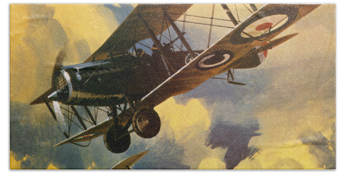 Royal Flying Corps Hand Towel featuring the painting The Royal Flying Corps by Wilf Hardy