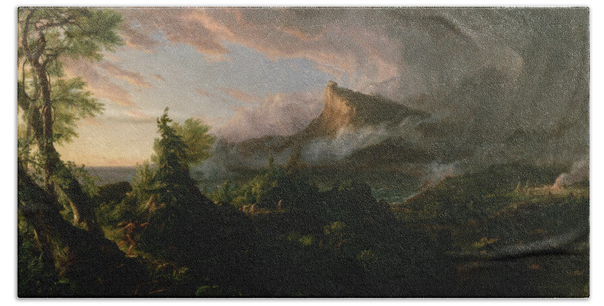 Thomas Cole Bath Towel featuring the painting The Savage State by Thomas Cole