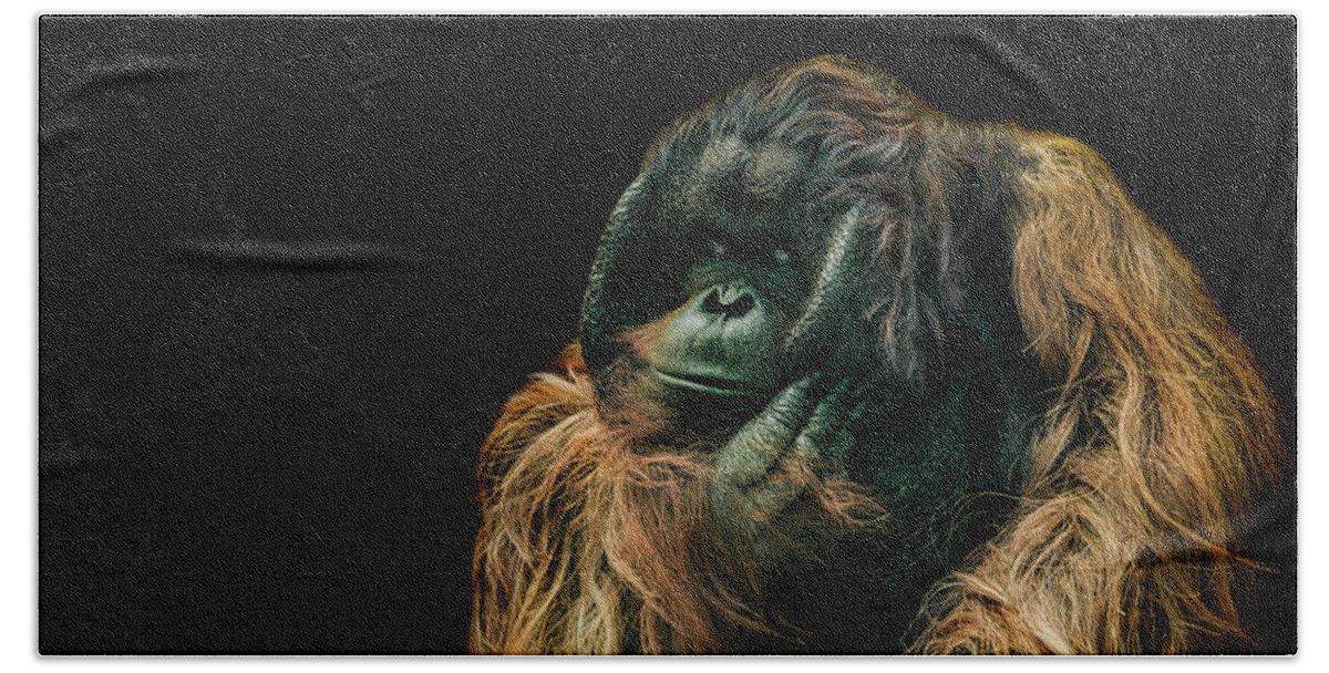 Orangutan Bath Towel featuring the photograph The Sceptic by Paul Neville