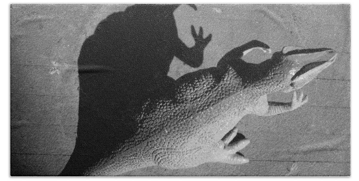 Lizard Bath Towel featuring the photograph The shadow is mightier img 2095 by Marie Neder