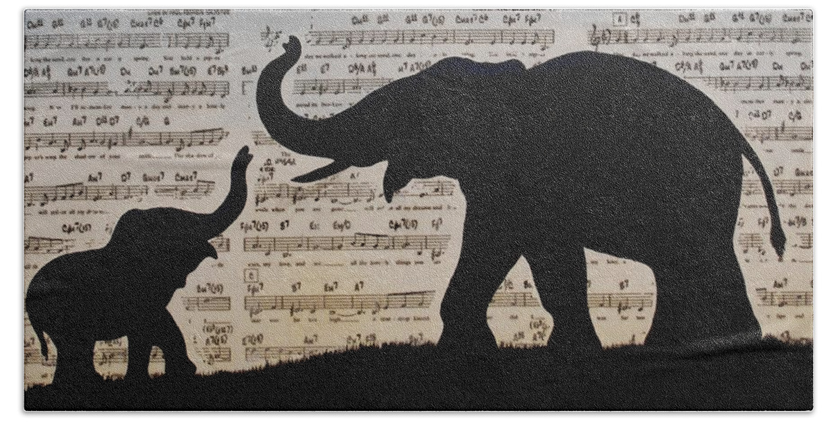 Elephant Bath Towel featuring the painting The Shadow of Your Smile by Emily Page