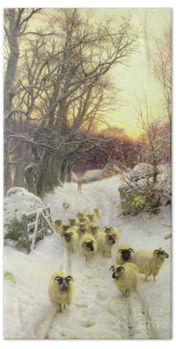 Sunset Hand Towel featuring the painting The Sun Had Closed the Winter's Day by Joseph Farquharson
