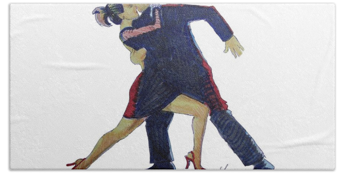 Tango Hand Towel featuring the painting The Tango by Mike Jory