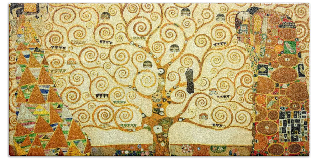 Gustav Klimt Bath Sheet featuring the painting The Tree Of Life by Gustav Klimt