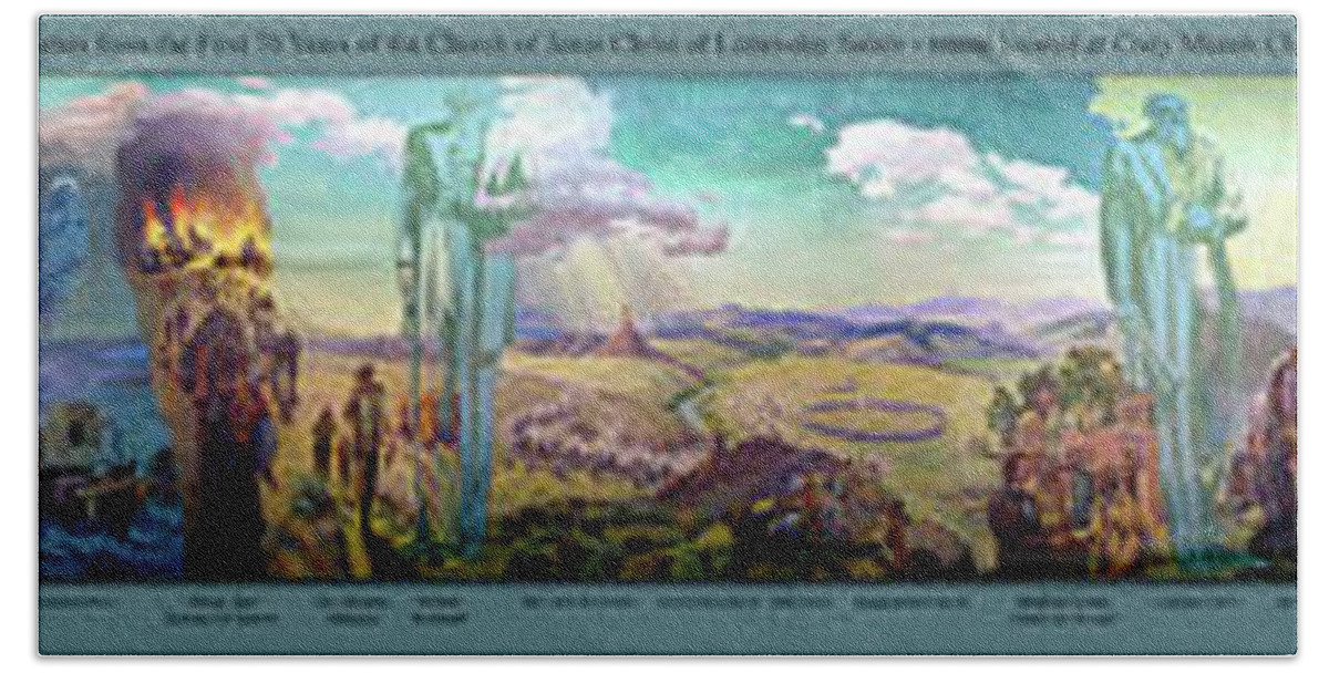 Mural Bath Towel featuring the photograph The Trek West Latter Day Saints Panorama by Thomas Woolworth