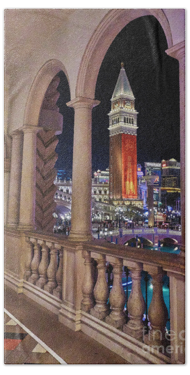 Las Vegas Bath Towel featuring the photograph The Venetian by Steve Ondrus