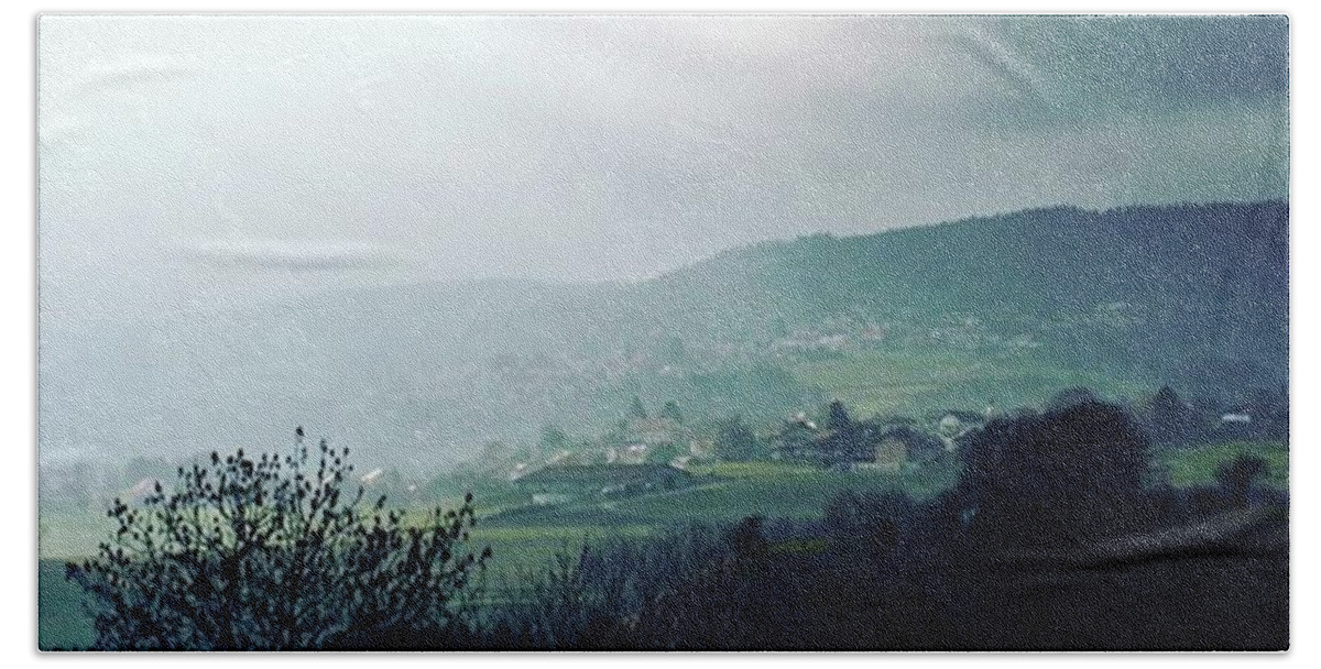  Bath Towel featuring the photograph The View From Burtigny, Switzerland by Aleck Cartwright