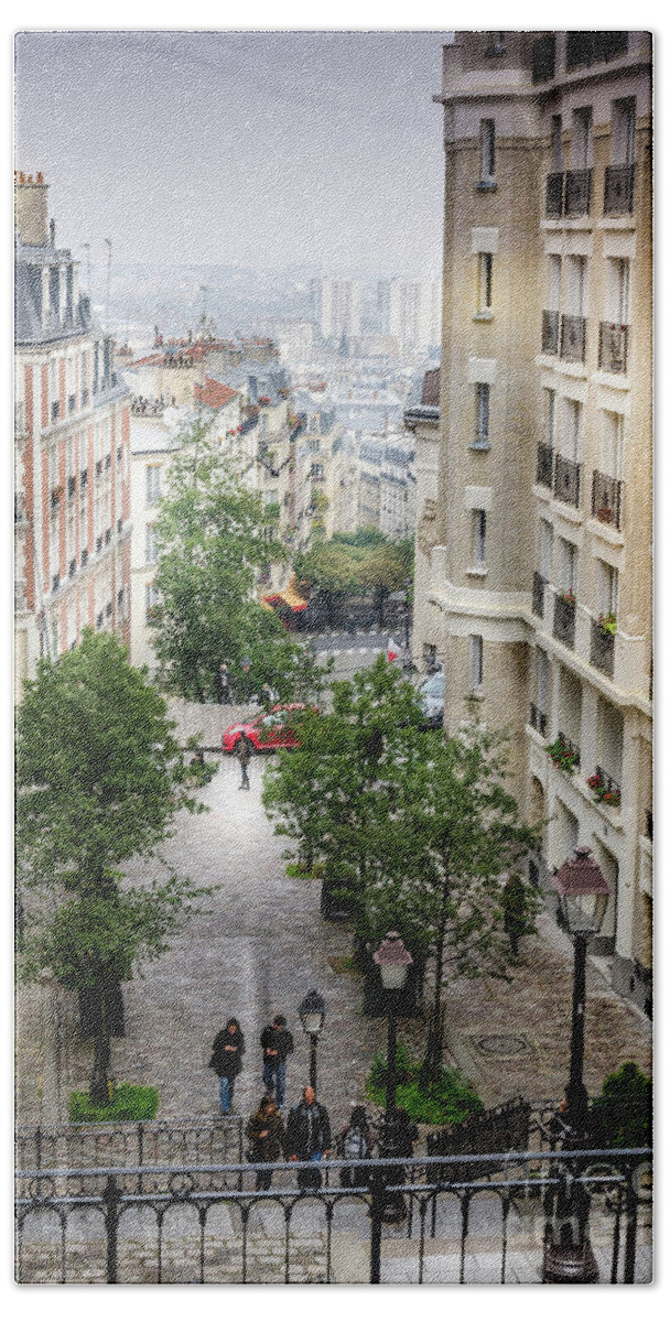 Paris Bath Towel featuring the photograph The view from Montmartre steps, Paris France 2 by Perry Rodriguez