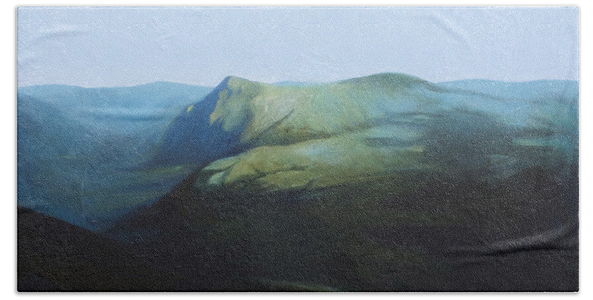 Lin Petershagen Bath Towel featuring the painting The View from Mount Tron by Lin Petershagen