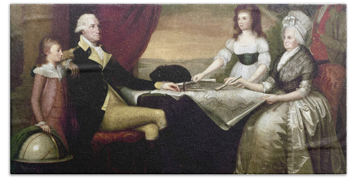 1796 Bath Towel featuring the photograph The Washington Family by Granger
