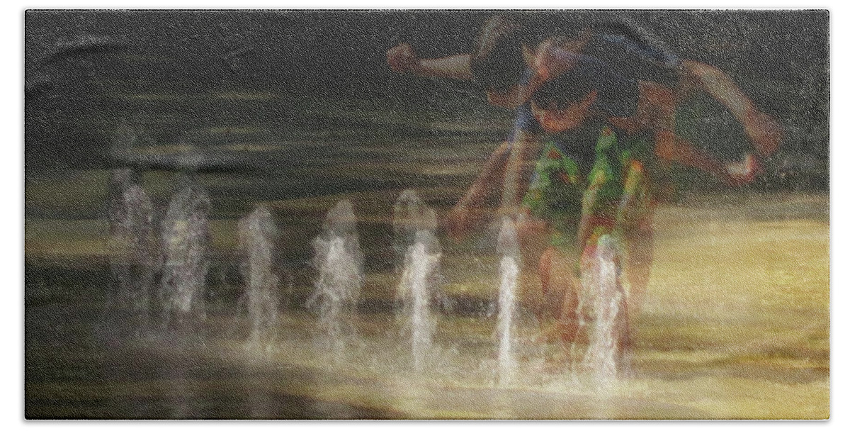 Layered Image Hand Towel featuring the photograph The Water Maestro by Louise Lindsay