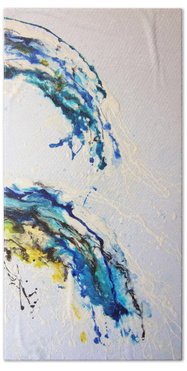 Abstract Hand Towel featuring the painting The Wave 3 by Roberto Gagliardi