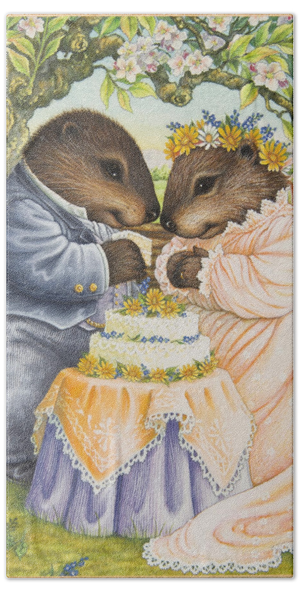 Beavers Bath Towel featuring the painting The Wedding Cake by Lynn Bywaters