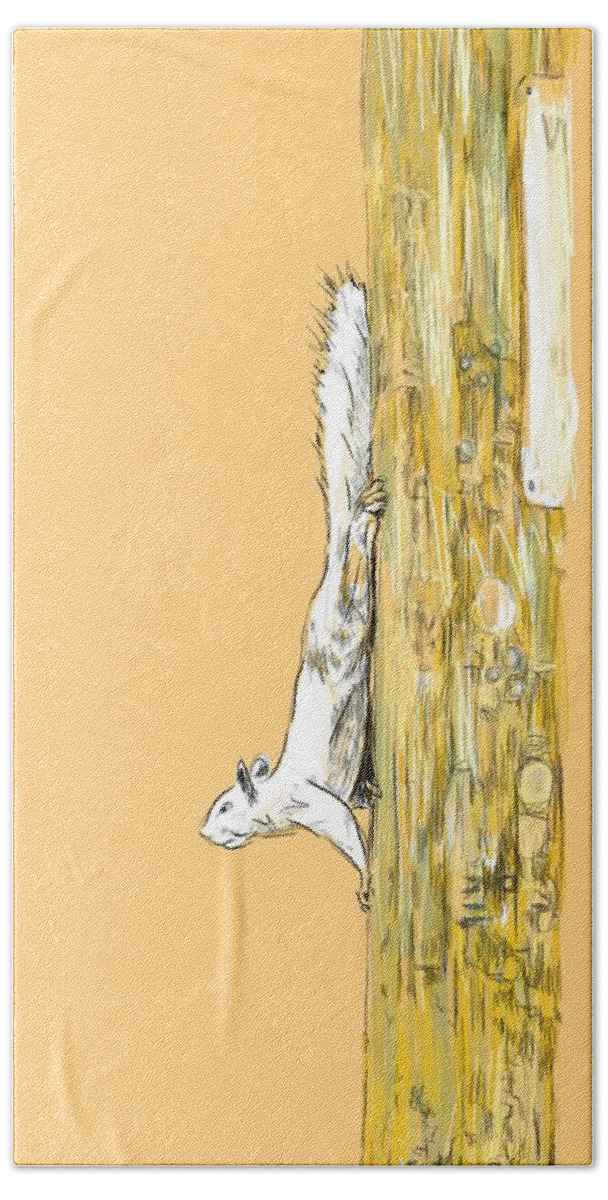 Squirrel Hand Towel featuring the digital art The White Squirrel of Riverland Terrace by Thomas Hamm