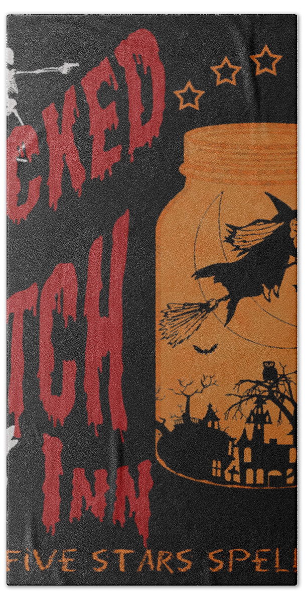 The Wicked Witch Inn Bath Towel featuring the painting The Wicked Witch Inn by Georgeta Blanaru