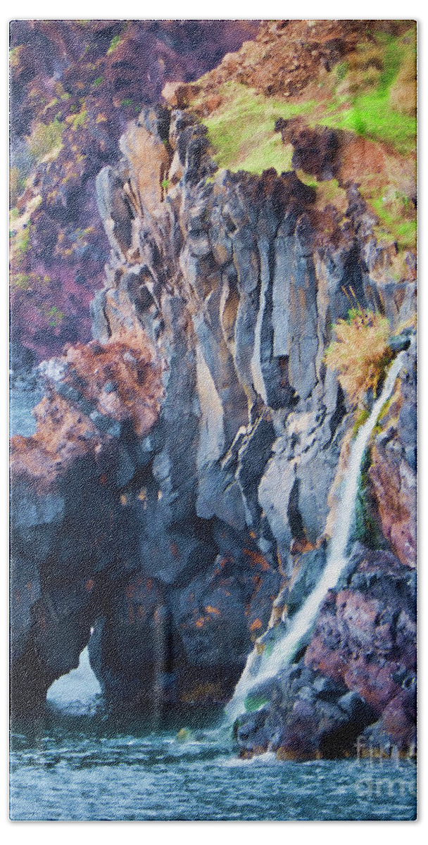 Fishing Hand Towel featuring the photograph The Wild Atlantic Cliffs of Camara de Lobos on the islandof Madeira by Brenda Kean