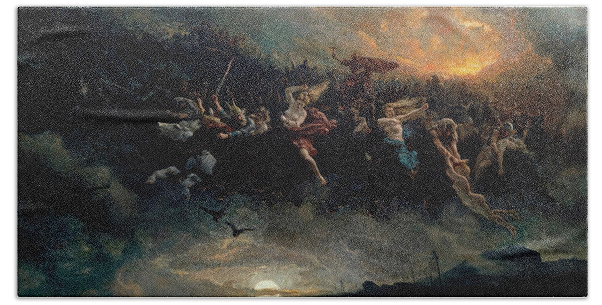 Norse Gods Bath Sheet featuring the painting The wild Hunt of Odin by Peter Nicolai Arbo