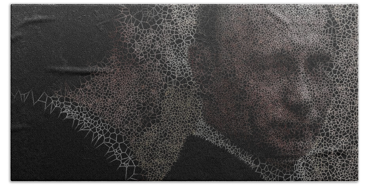 Fractal Hand Towel featuring the mixed media The Wink by Stephane Poirier