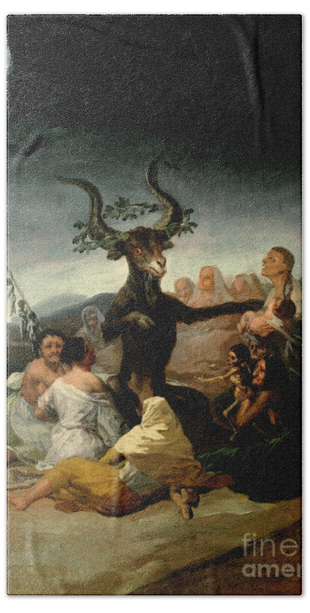 The Hand Towel featuring the painting The Witches Sabbath by Goya