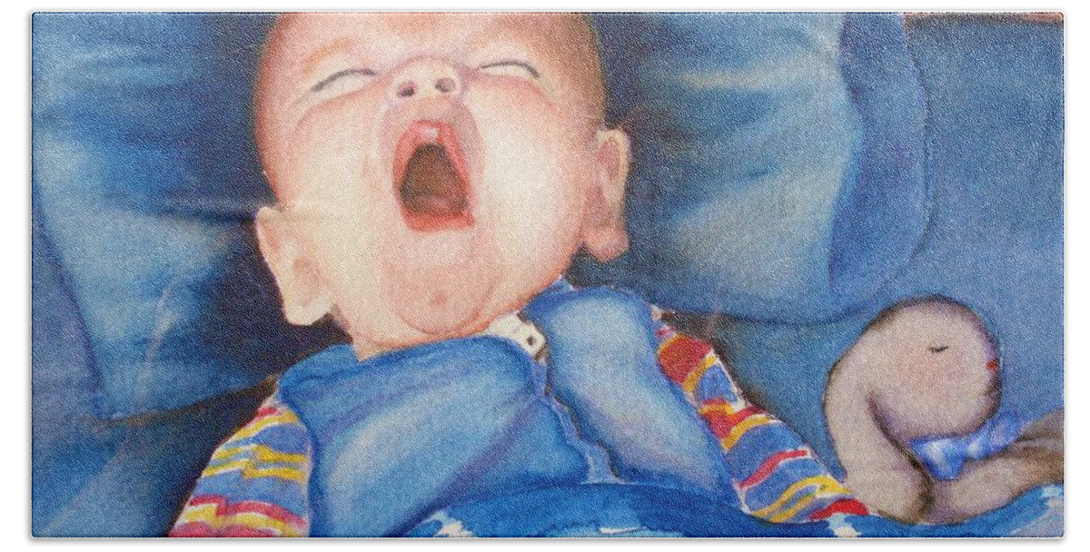 Baby Bath Towel featuring the painting The Yawn by Marilyn Jacobson