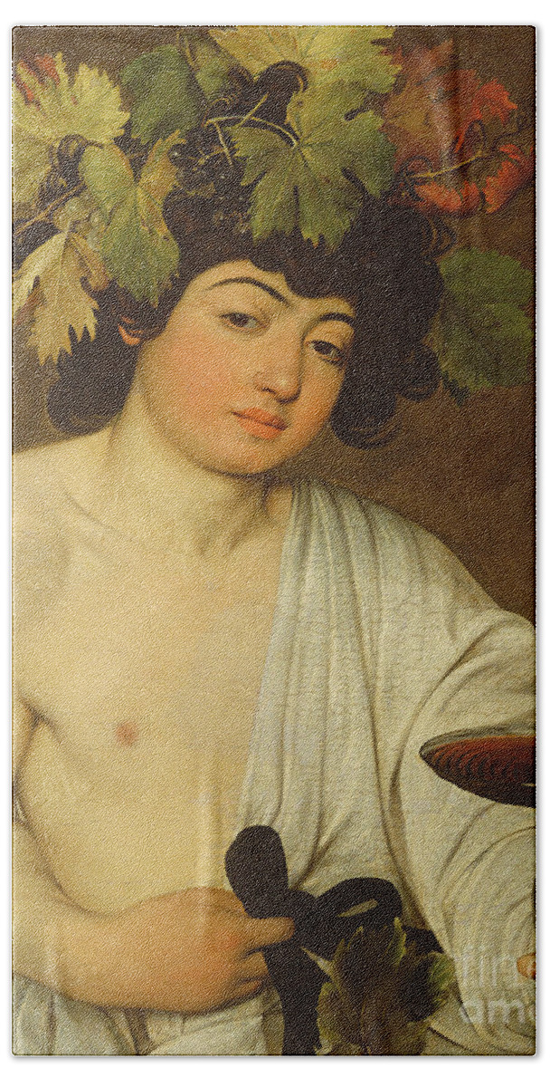 The Young Bacchus Hand Towel featuring the painting The Young Bacchus by Caravaggio