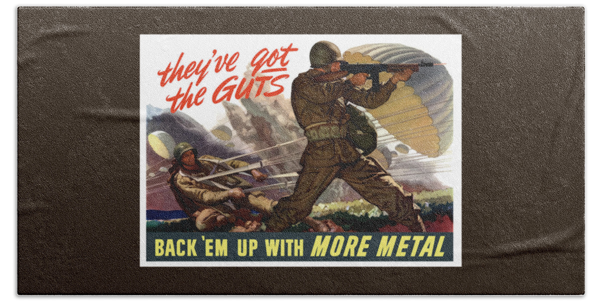 Airborne Bath Sheet featuring the painting They've Got The Guts by War Is Hell Store
