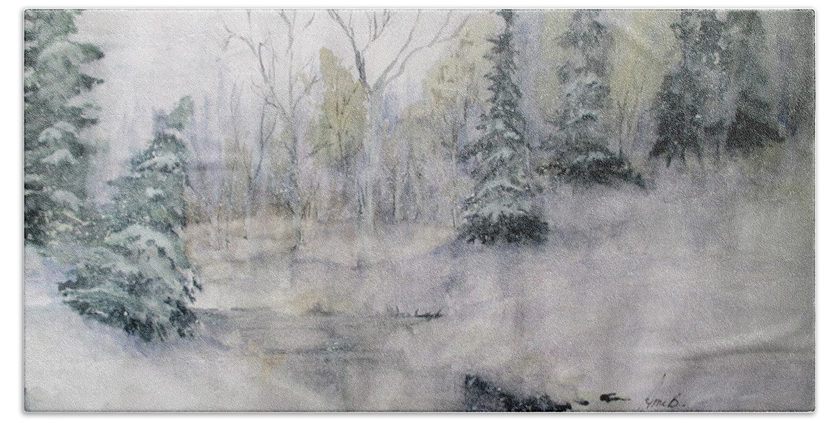Watercolor Bath Towel featuring the painting Thin Ice by April McCarthy-Braca