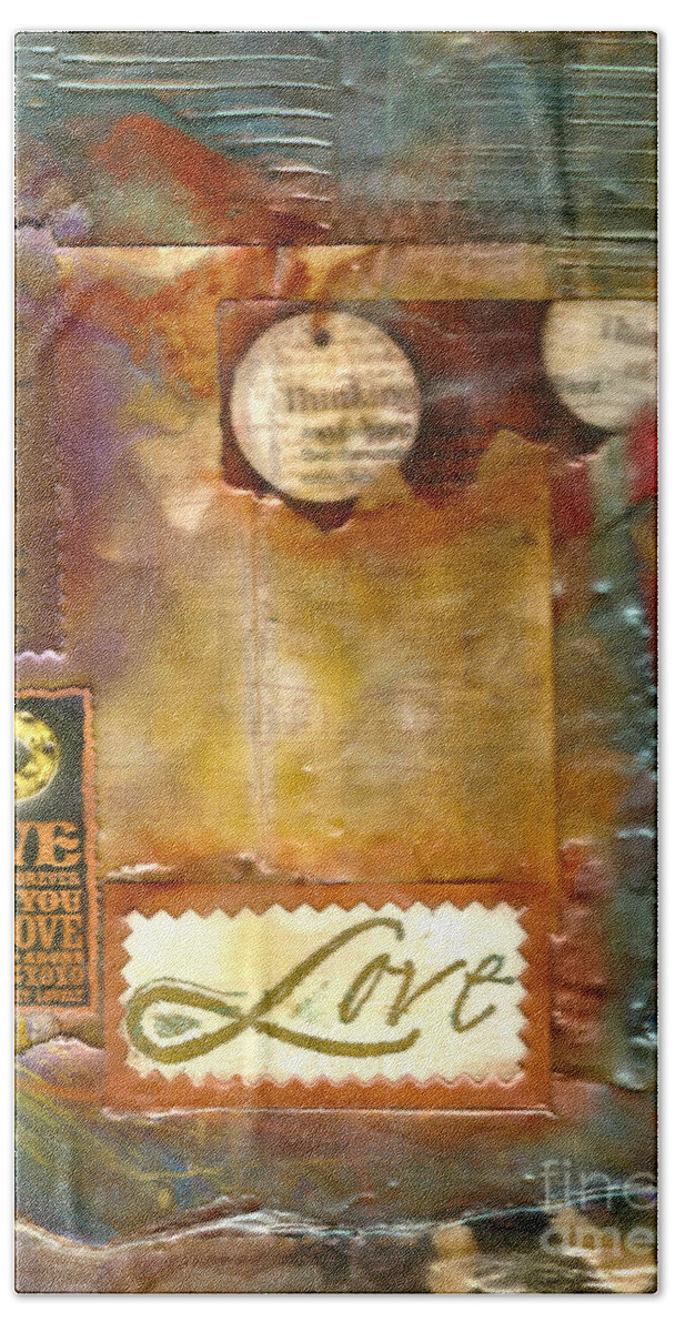 Wood Hand Towel featuring the mixed media Thinking of YOU by Angela L Walker