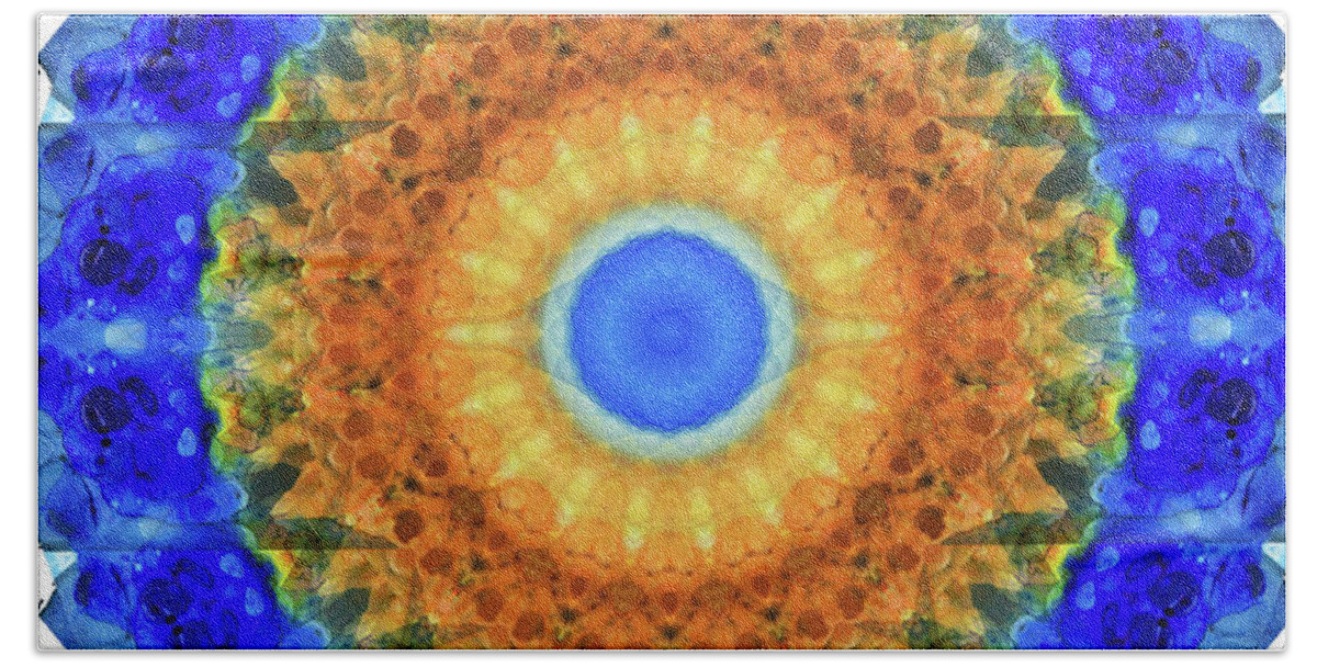 Mandala Bath Towel featuring the painting Third Eye Mandala Art by Sharon Cummings by Sharon Cummings