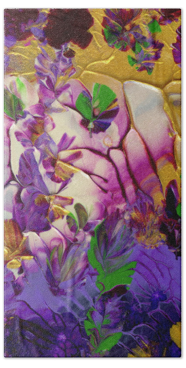 Flowers Bath Towel featuring the painting This Planet Earth by Nan Bilden