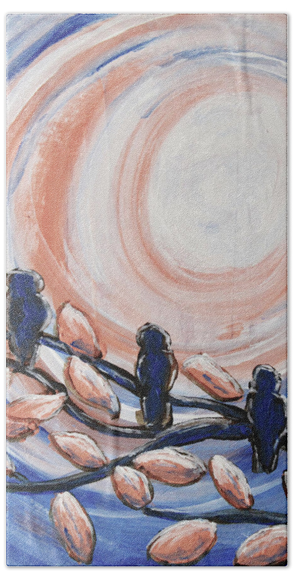 Blue Hand Towel featuring the painting Three Blue by April Burton