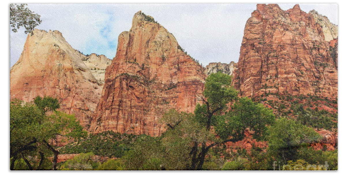 Zion National Park Hand Towel featuring the photograph Three Sisters at Zion by Ben Graham