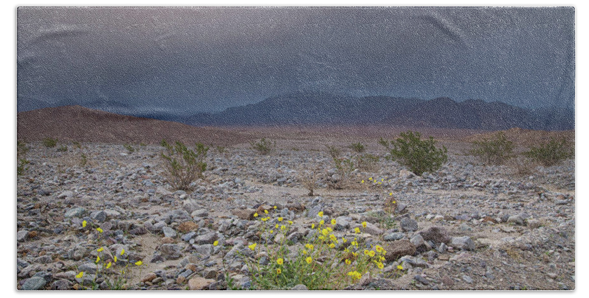 Death Valley Thunderstorm Hand Towel featuring the photograph Thunderstorm over Death Valley National Park by Kunal Mehra
