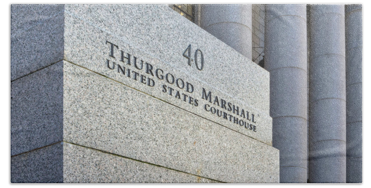 Architectural Bath Towel featuring the photograph Thurgood Marshall United States Courthouse by Jerry Fornarotto