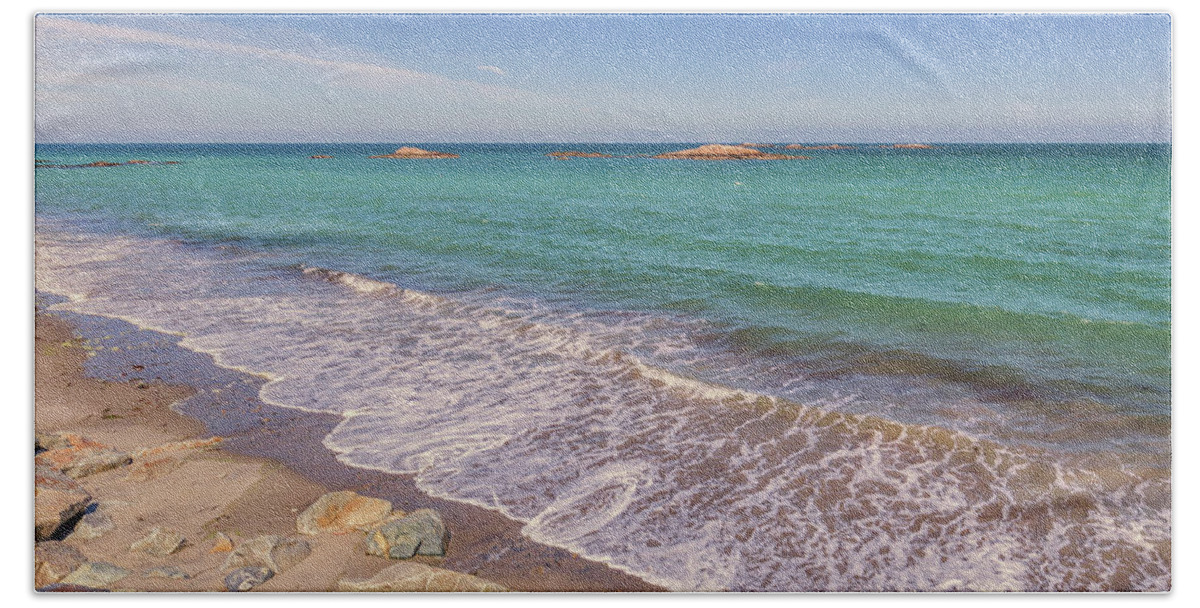 Tide Change At Minot Beach In Scituate Massachusetts Bath Towel featuring the photograph Tide Change at Minot Beach in Scituate Massachusetts by Brian MacLean