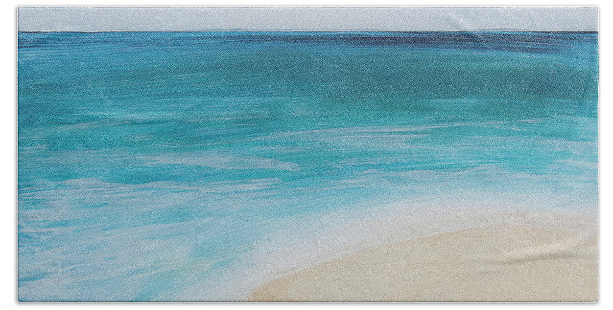 Ocean Hand Towel featuring the painting tide Coming In by Shelley Myers