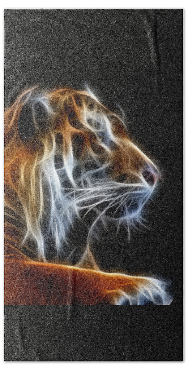 Tiger Hand Towel featuring the photograph Tiger Fractal 2 by Shane Bechler
