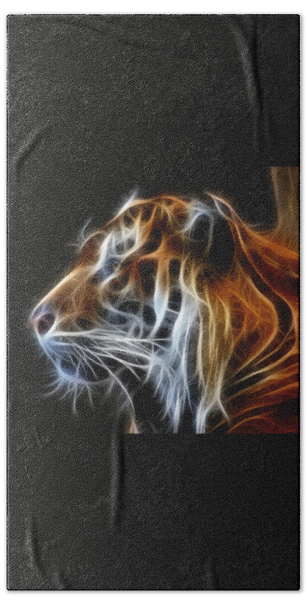 Tiger Hand Towel featuring the photograph Tiger Fractal by Shane Bechler
