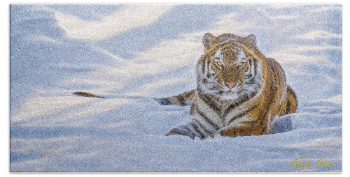 Animals Bath Towel featuring the photograph Tiger in the Snow by Rikk Flohr