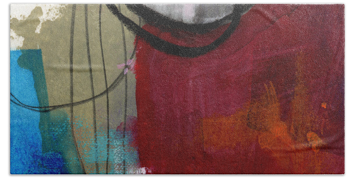 Red Hand Towel featuring the painting Time Between- Abstract Art by Linda Woods