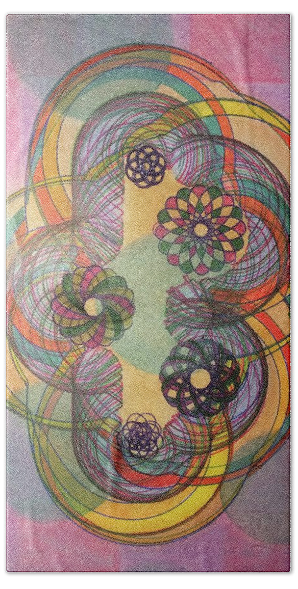 Spirograph Hand Towel featuring the mixed media Time by Steve Sommers