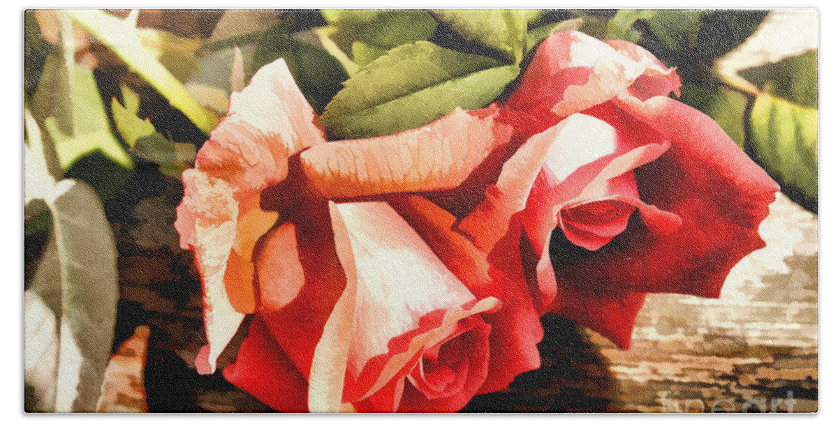Roses Bath Towel featuring the photograph Timeless Tropicana Roses by Judy Palkimas