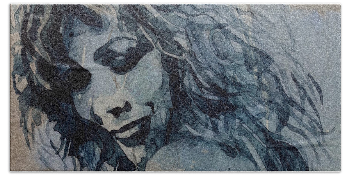 Tina Turner Bath Towel featuring the painting Tina Turner by Paul Lovering