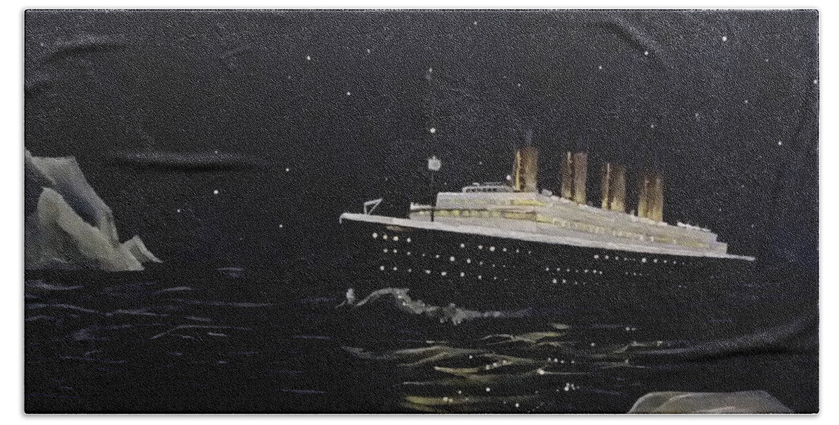 Titanic Bath Towel featuring the painting Titanic by Carole Hutchison