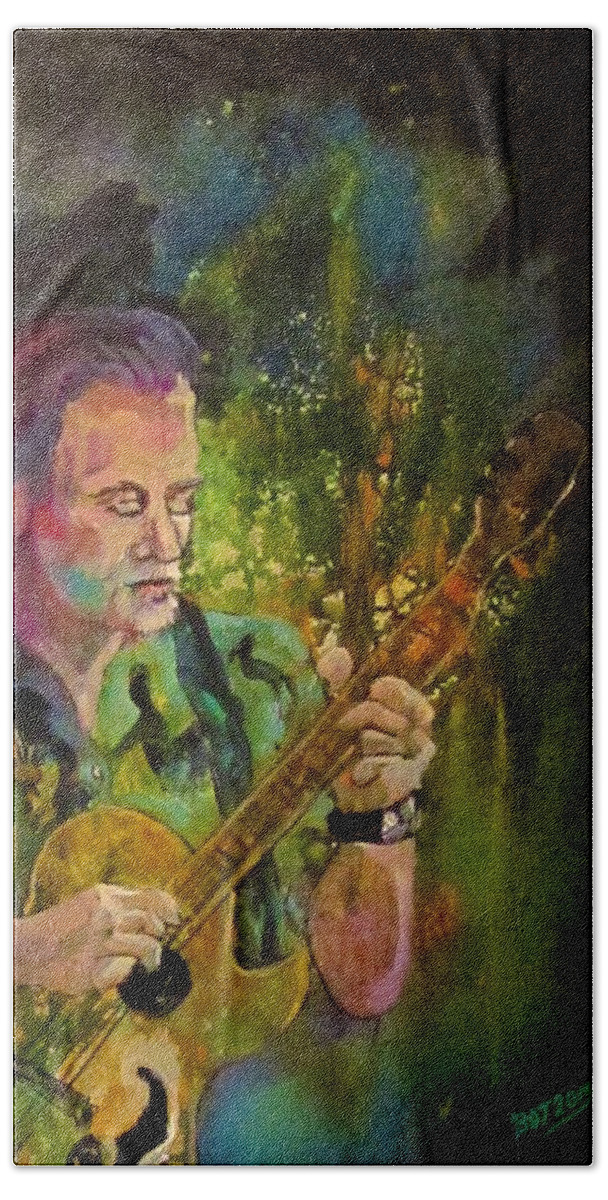 Musician Bath Towel featuring the painting TJ by Barbara O'Toole