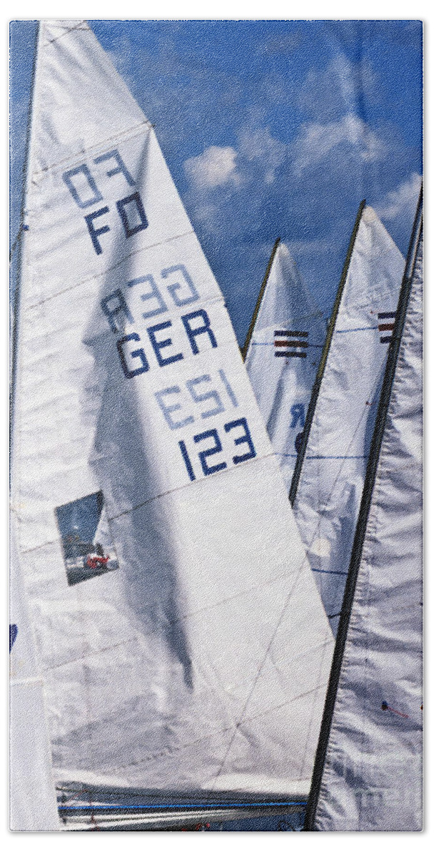 Sailboat Hand Towel featuring the photograph To Sea - To Sea by Heiko Koehrer-Wagner