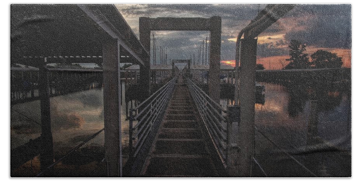 Sunrise Hand Towel featuring the photograph To the Boats by Buck Buchanan