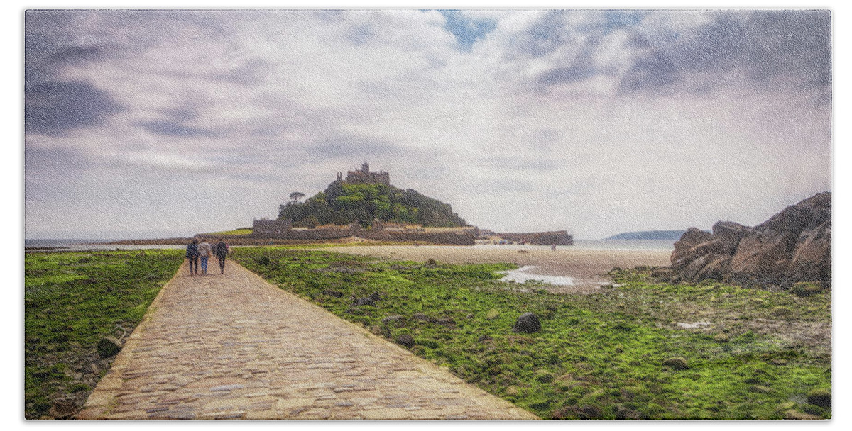 St Michael's Mount Bath Towel featuring the photograph To The Mount by Framing Places